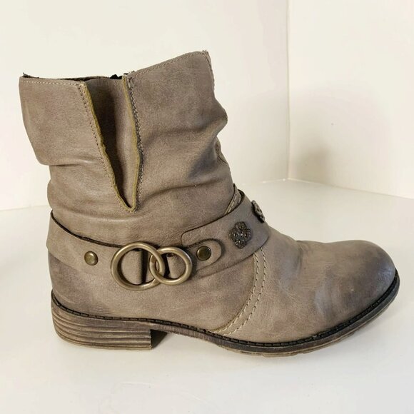 Rieker Peggy 98 Beige Leather Ankle Boots - Picture 9 of 9